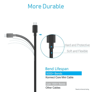 Portronics Konnect Core Mini Long Micro Usb Cable |  25Cm | Black
