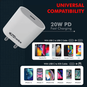 Portronics Mobile  Charger | Adapto 20 W 3 A | White