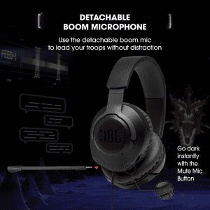 JBL Quantum 100 Wired Gaming Headset | On the Ear | Black