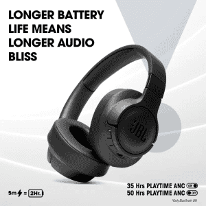 JBL Tune 760 NC Bluetooth Headset | On the Ear | Black
