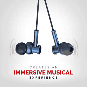 Pebble Vibe Wired Headset | True HD Metal Earphone with mic | In the Ear | Blue