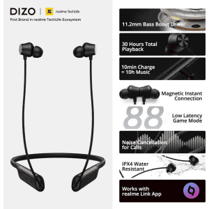 DIZO Wireless Bluetooth Headset | In the Ear | Classic Black