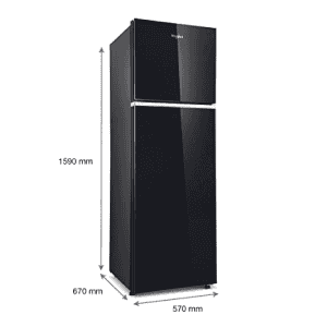 Whirlpool 265 L Frost Free Double Door 2 Star Refrigerator with Glass Door | Neo 278GD PRM | Crystal Black