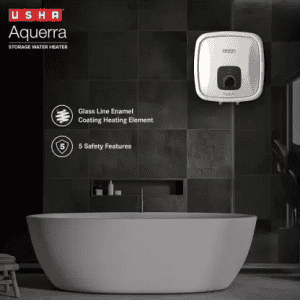 USHA AQUERRA 10 L Storage Water Geyser | White & Black
