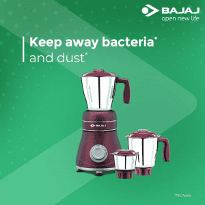 BAJAJ Crimson Ivora  Mixer Grinder | 410530 | 800 W | 3 Jars | Red