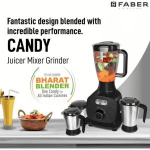 Faber FMG Candy 1000 Mixer Grinder |  3J+1PC   BK | Black