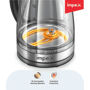 IMPEX STEAMER GK18 Electric Kettle | 1.8 L | Silver And Black