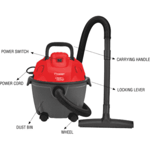 Prestige Clean home Wet & Dry Vacuum Cleaner | With Powerful Suction & Blower function | Red