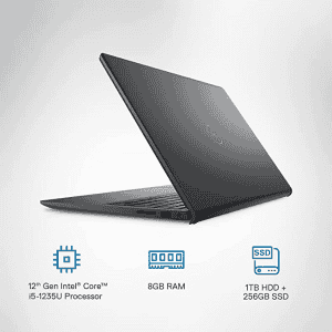 Dell Inspiron 3520 Laptop | D560900WIN9B |12th Gen Intel Core i5-1235U, Windows 11 | 8GB, 1TB HDD + 256GB SSD | 15.6 | Black