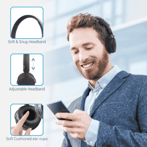 Portronics Bluetooth Headset | POR-317  | On the Ear Muffs M  | Black