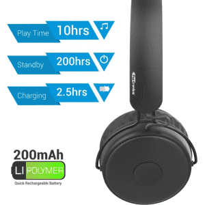 Portronics Bluetooth Headset | POR-317  | On the Ear Muffs M  | Black