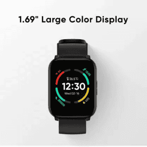 realme TechLife Watch S100 Smartwatch | 1.69 inch HD Display | Black Strap