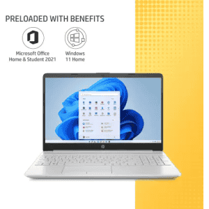 HP Laptop Core i3 11th Gen | 8 GB/1 TB HDD/256 GB SSD | 15s-du3612TU Thin and Light Laptop | Natural Silver