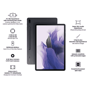 SAMSUNG Galaxy Tab S7 FE | 6GB RAM/128GB ROM | Wi-Fi + 4G Android Tablet | Mystic Black