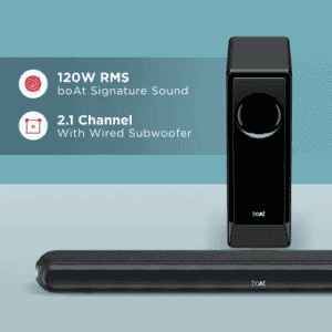 boAt Aavante Bar 1600D 120 W Bluetooth Soundbar | Premium Black, 2.1 Channel