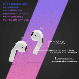 CORSECA Plum Truly Wireless Powerbuds Bluetooth Headset | JST406 | White