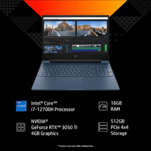 HP Victus Core i7 12th Gen | 16 GB/512 GB SSD | 4 GB Graphics/NVIDIA GeForce RTX 3050Ti | 15-fa0354TX Gaming Laptop | Performance Blue