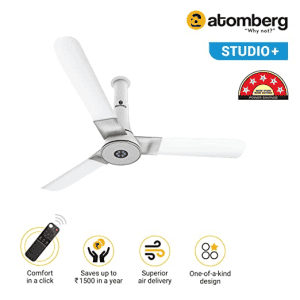 Atomberg Studio 1200 mm Remote 3 Blade Ceiling Fan | MARBLE WHITE