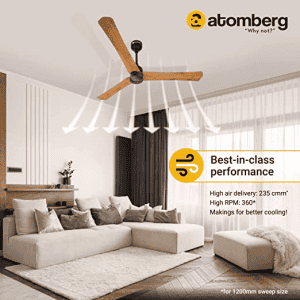 atomberg Renesa+ 1200mm BLDC Motor with Remote Energy Saving Ceiling Fan |  GOLDEN OAK