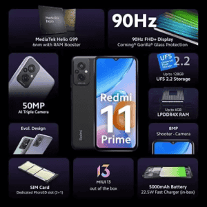 REDMI 11 Prime | 128 GB/6 GB RAM | Flashy Black