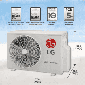 LG Super Convertible 5-in-1 Cooling 1.5 Ton 3 Star Split Dual Inverter HD Filter with Anti-Virus Protection AC - White
