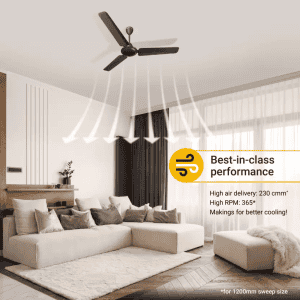Atomberg Ikano Ceiling Fan | 1200 mm | 3 Blade | Gloss Black