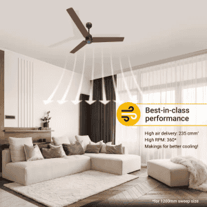 Atomberg Renesa Ceiling Fan | 1200 mm | 3 Blade | BLDC Ceiling Fan with Remote Control & LED Indicators | Matt Brown & Black