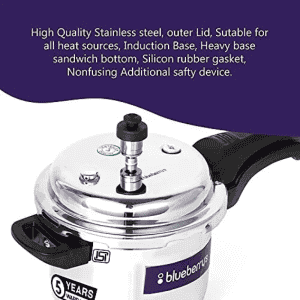 Blueberrys Virgina Plus Pressure Cooker | 5 L | Induction & Gas Stove Compatible | Stainless Steel | Silver