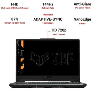 ASUS TUF GAMING A15 FA506ICB-HN005W Gaming Laptop | Ryzen 7 Octa Core 4800H | 8 GB/512 GB SSD/Windows 11 Home/4 GB Graphics/NVIDIA GeForce RTX 3050/144 Hz  | 15.6 inch | Graphite Black