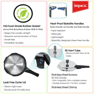 Impex Pressure Cooker |  Eco 7 | 7 Litre | Aluminium