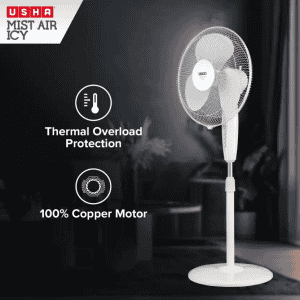 Usha Mist Air Icy Pedestal Fan | 3 Blade | White