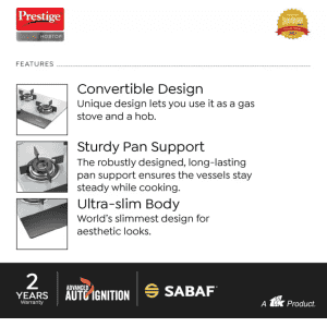 Prestige Desire Hob Top PHTD 03 Al Glass Automatic Hob Gas Stove | 3 Burners | Multicolor
