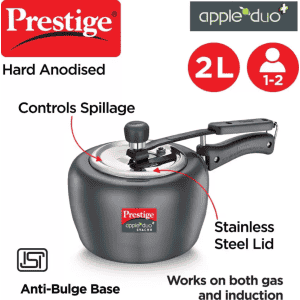 Prestige Svachh Apple Duo Induction Bottom Pressure Cooker  | 2 L | Hard Anodized