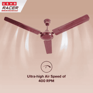 USHA Racer Ceiling Fan | Ultra High Speed  | 3 Blade | 1200 mm | Rich Brown