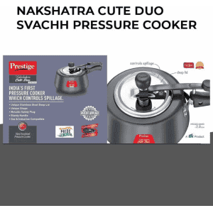 Prestige Svachh Duo Cute induction Bottom Pressure Cooker | 2 L | Black