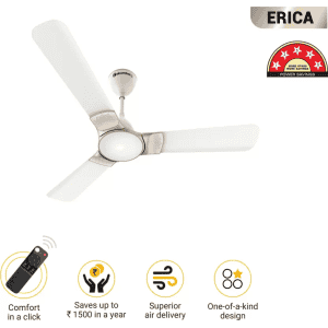 Atomberg Erica Ceiling Fan with Remote | 3 Blade | 1200 mm | BLDC Motor | Snow White