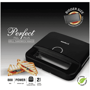Havells Perfect Fill Plus 2 Slice Grill Sandwich Maker | 800 W | Black