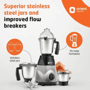 Orient Electric MGCS120G3 1200W Mixer Grinder | 3 Jars | Black