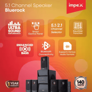 IMPEX 5.1 Portable Bluetooth Home Theatre | Black, 5.1 Channel