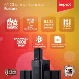 IMPEX 5.1 FUSION 140 W Portable Bluetooth Home Theatre | Black, 5.1 Channel