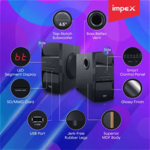 IMPEX 5.1 Portable Bluetooth Home Theatre | Black, 5.1 Channel