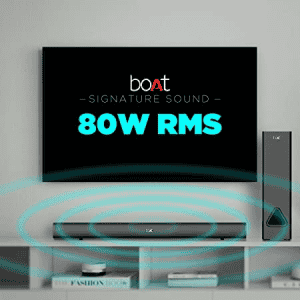 boAt Aavante Bar 1250 80 Watt 2.1 Channel Wireless Bluetooth Soundbar | Premium Black