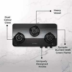 Blowhot Sapphire 3 Burner Stainless Steel Frame Gas Stove