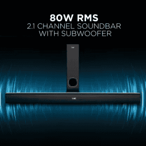 boAt Aavante Bar 1200 80 W Bluetooth Soundbar | Premium Black, 2.1 Channel