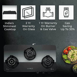 Blowhot Sapphire 3 Burner Stainless Steel Frame Gas Stove