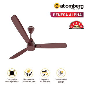 Atomberg Renesa Alpha 3 Blade Ceiling Fan | GLOSS BROWN