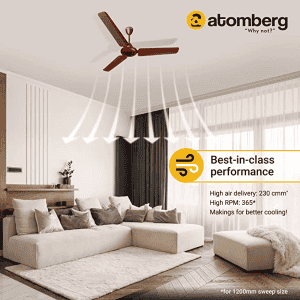 atomberg Ikano Ceiling Fan | 1200mm | BLDC Motor | Gloss Brown