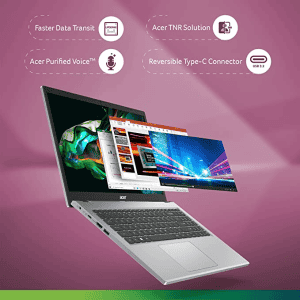 Acer Aspire 3 AMD Ryzen 5 7520U Quad-Core Processor | 15.6 inches | Thin and Light Laptop | A315-24 | 8 GB/ 512 GB SSD/ Windows 11 Home/ MS Office |  Pure Silver