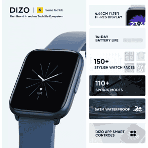 DIZO Watch D Sharp Smart Watch | 1.75 inch | Blue Strap