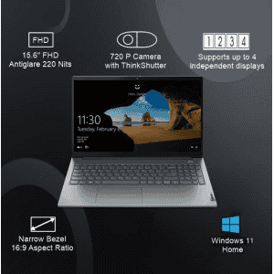 Lenovo ThinkBook | 21A4A08WIH | Thin and Light Laptop | 15.6 | 8GB RAM/512GB SSD/Windows 11 Home | Mineral Grey